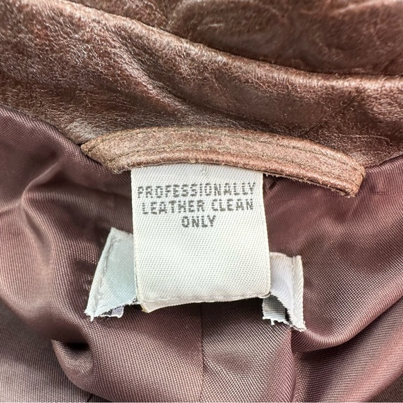 LOFT Brown Reptile Embossed Leather Two-Button Blazer Jacket - Picture 10 of 10